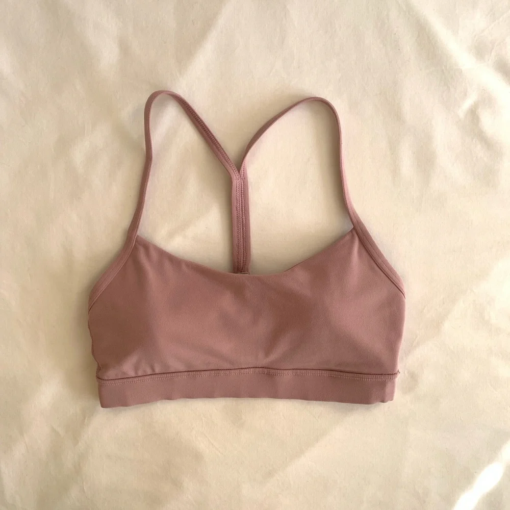 Lululemon Flow Y Bra Nulu Material With Racerback Mauve Pink Size 4 - Picture 5 of 9